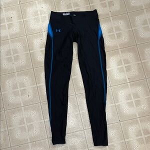 Under Armour Cold Gear Black Leggings with Blue Stripes